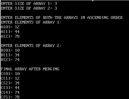 Merge two sorted arrays output 2